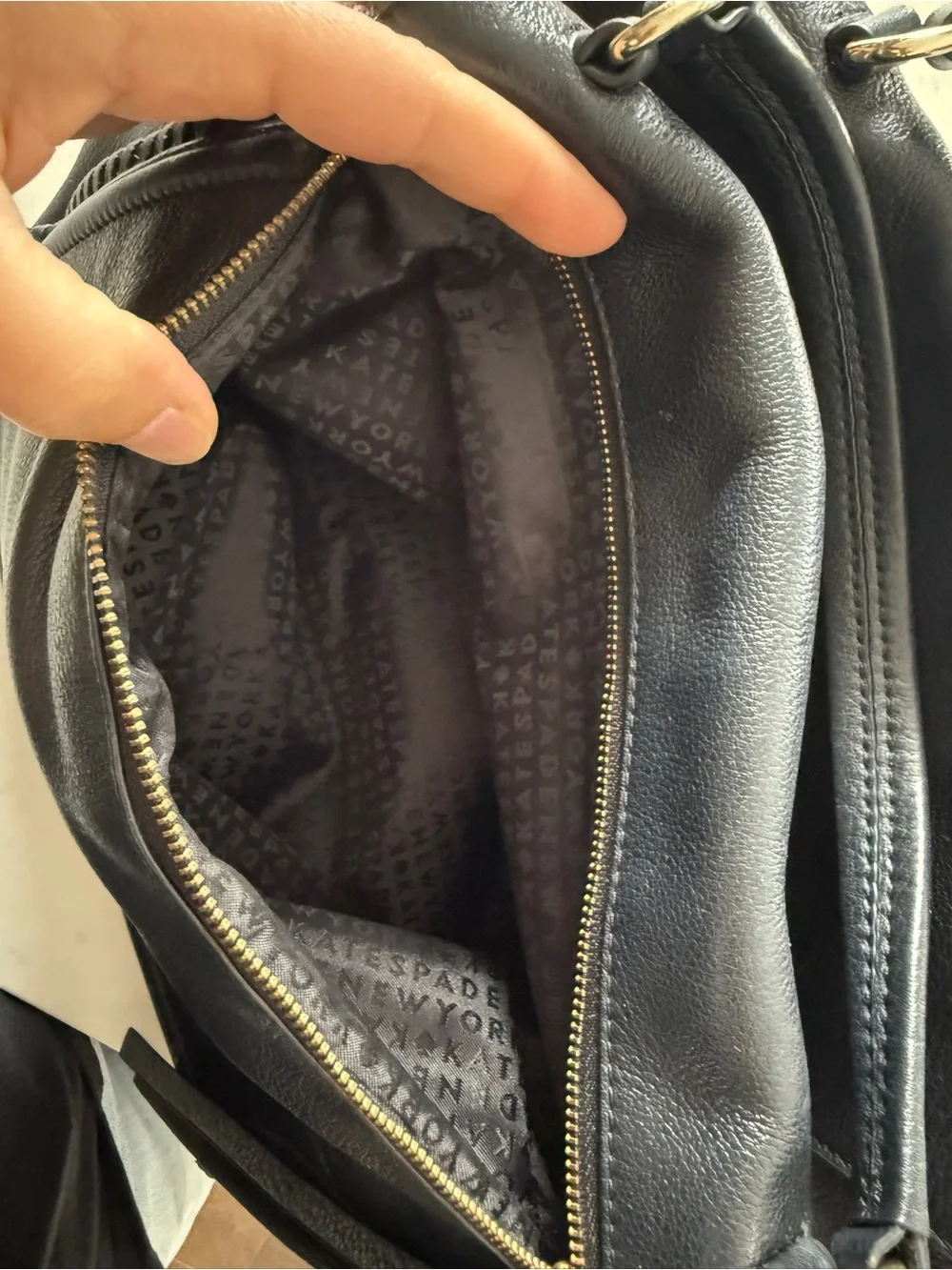 kate spade Black Leather Zip-Front Top Handle Satchel